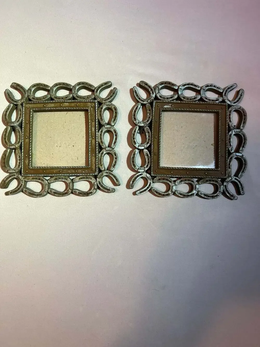 Lot of 5 Rustic Country Western Photo Frames Horseshoe Garden Decor